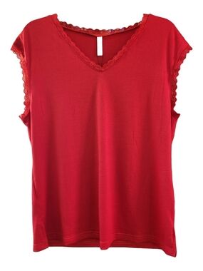 NWT Just Fashion Now Lace-Trim V-Neck Red Women's Top - Size M